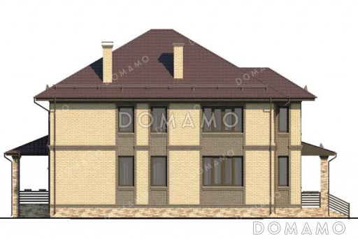 Проект двухэтажного дома с террасой, 3 спальнями и кабинетом / Фасад 2