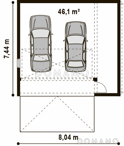 Проект гаража из газобетона для двух авто с дополнительным помещением / План 1 этажа Проект гаража из газобетона для двух авто с дополнительным помещением / План 1 этажа