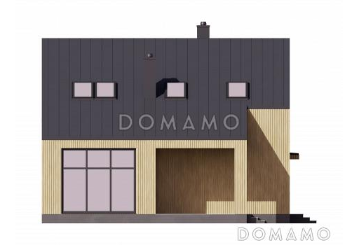 Проект дома с тремя спальнями на мансарде, вторым светом и комнатой на первом этаже / Фасад 2