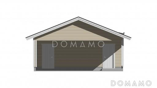 Проект каркасного навеса для двух машин со складским помещением / Фасад 1