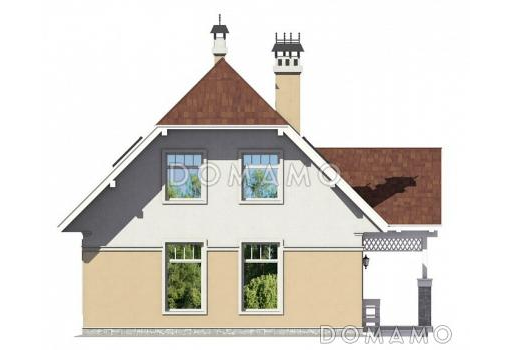 Проект коттеджа с двумя кладовыми и вытянутым крыльцом / Фасад 4