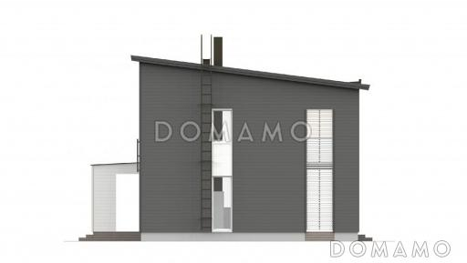 Проект двухэтажного каркасного дома с косой крышей / Фасад 1