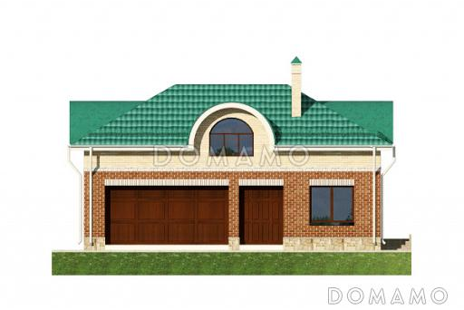 проект гаража на два автомобиля с мансардой / Фасад 1