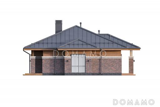 Проект каркасного дома в стиле Райта с тремя спальнями и просторной столовой-гостиной / Фасад 4