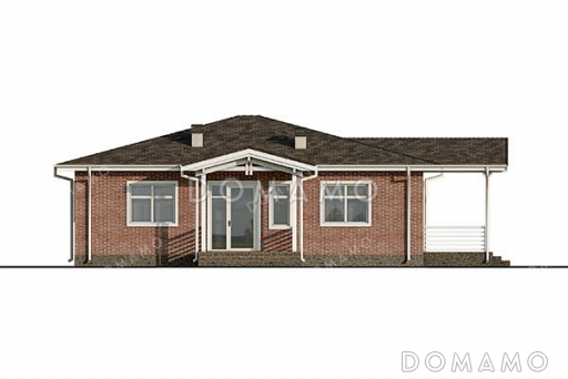 Проект одноэтажного дома с просторной террасой  / Фасад 2