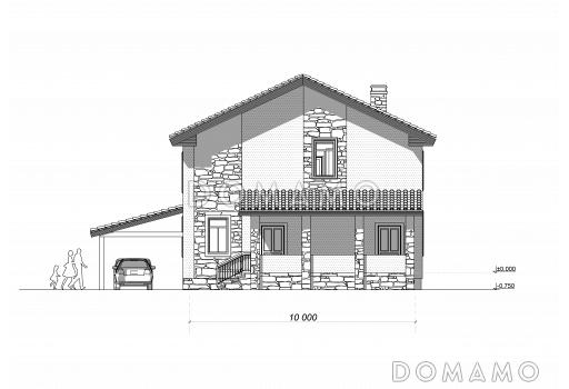 Проект коттеджа с оштукатуренными стенами / Фасад 4