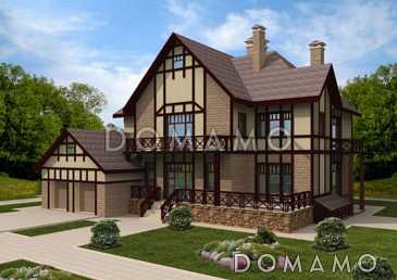 Проект дома с цокольным этажом в стиле фахверк