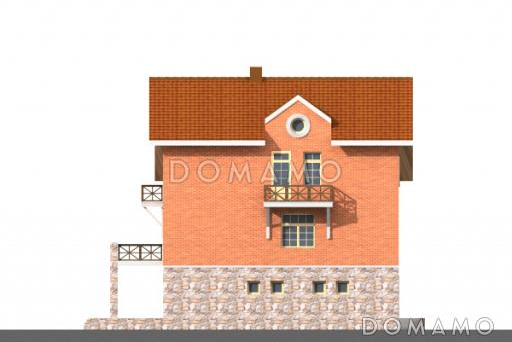 Проект трехэтажного дома с гаражом на две машины, сауной и камином / Фасад 2