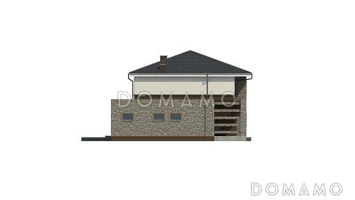 Проект просторного современного двухэтажного дома из кирпича с тремя спальнями, кабинетом, гаражом и сауной / Фасад 4