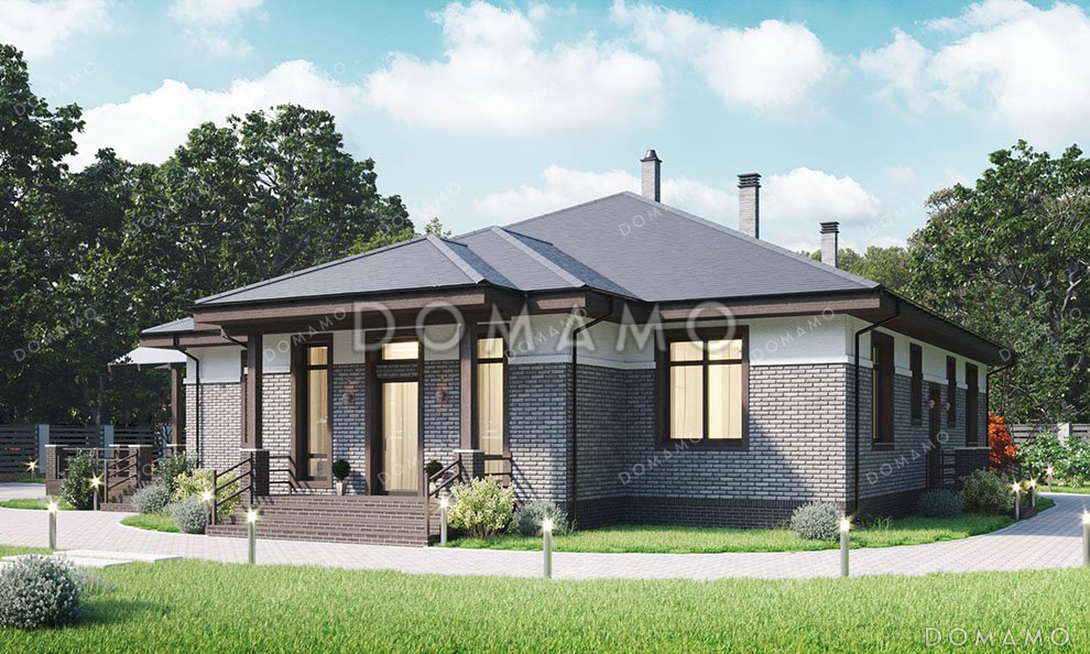 Проект одноэтажного дома с мансардой и террасой / 1