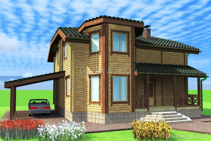 Проект коттеджа из бруса с эркером Проект коттеджа из бруса с эркером