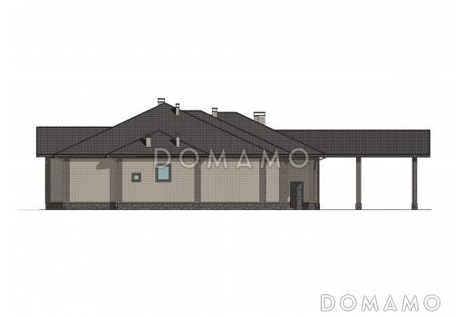 Проект кирпичного дома с навесом, гаражом и тренажерным залом / Фасад 2