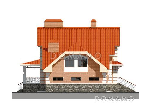 Проект дома из пеноблоков с цокольным этажом / Фасад 2