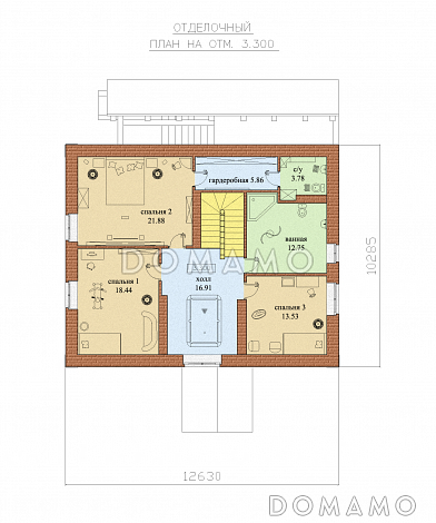 Проект дома с мансардным и цокольным этажами / План мансардного этажа