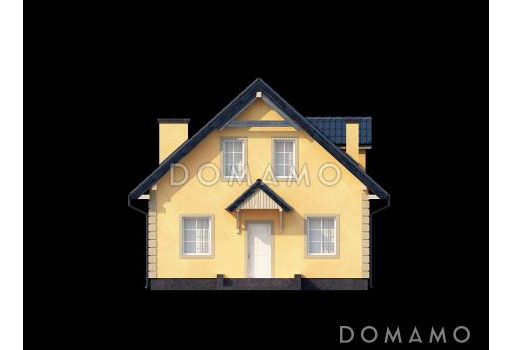 Проект одноэтажного дома из кирпича с мансардой и просторной гостиной / Фасад 1