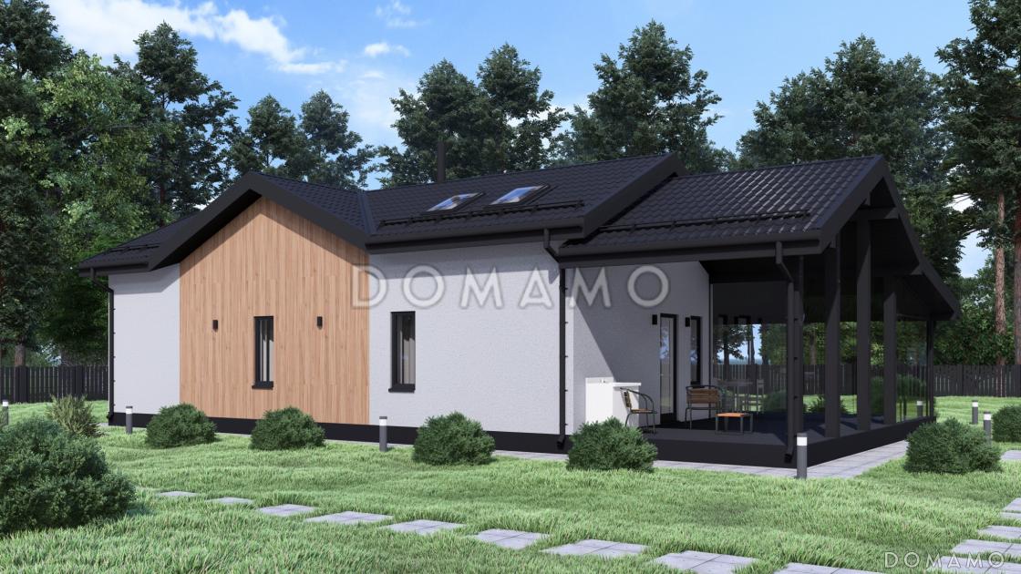 Проект современной бани с просторной гостиной и большой террасой S-93 / 4