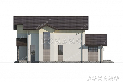 Проект одноэтажного дома с мансардой и террасой / Фасад 2