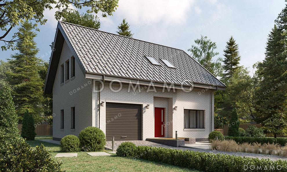 Проект домика с мансардой и встроенным гаражом / 3