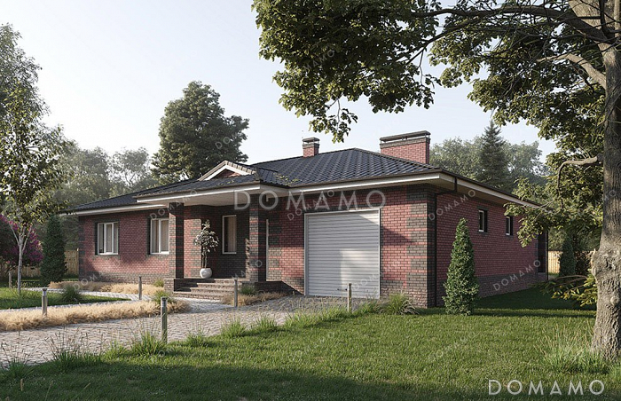 Проект одноэтажного дома со встроенным гаражом и террасой Проект одноэтажного дома со встроенным гаражом и террасой