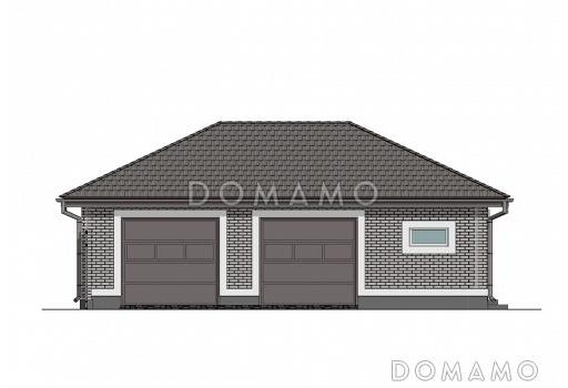 Проект двухместного гаража из газобетона с двумя хозяйственными помещениями / Фасад 1