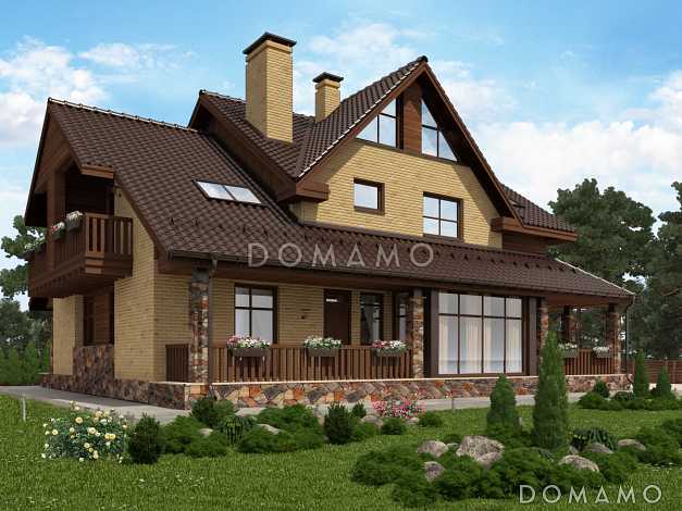 Проект дома с просторной гостиной и кухней столовой, террасой с барбекю, зимним садом, двумя балконами,  Проект дома с просторной гостиной и кухней столовой, террасой с барбекю, зимним садом, двумя балконами,