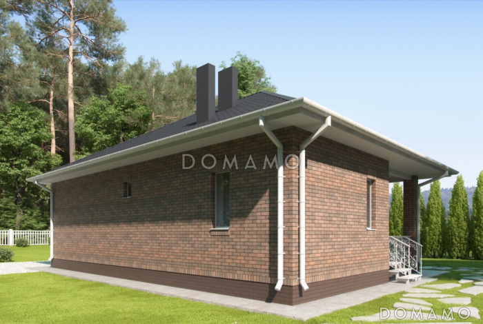 Проект небольшого загородного дома с верандой, санузлом с окном, изолированной кухней Проект небольшого загородного дома с верандой, санузлом с окном, изолированной кухней