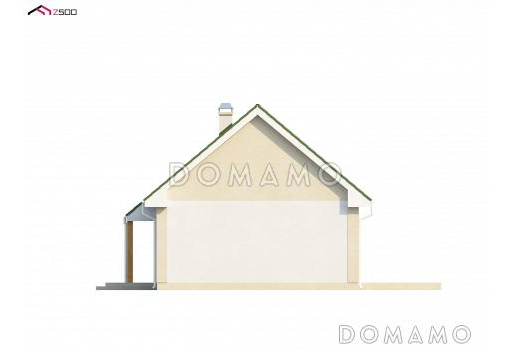 Проект компактного одноэтажного дома из газобетона с двумя спальнями, с возможностью обустроить мансарду / Фасад 2