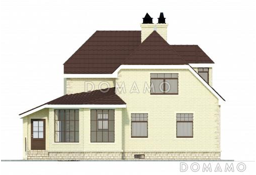Проект коттеджа спокойных очертаний с остекленной террасой и большим подвалом / Фасад 4