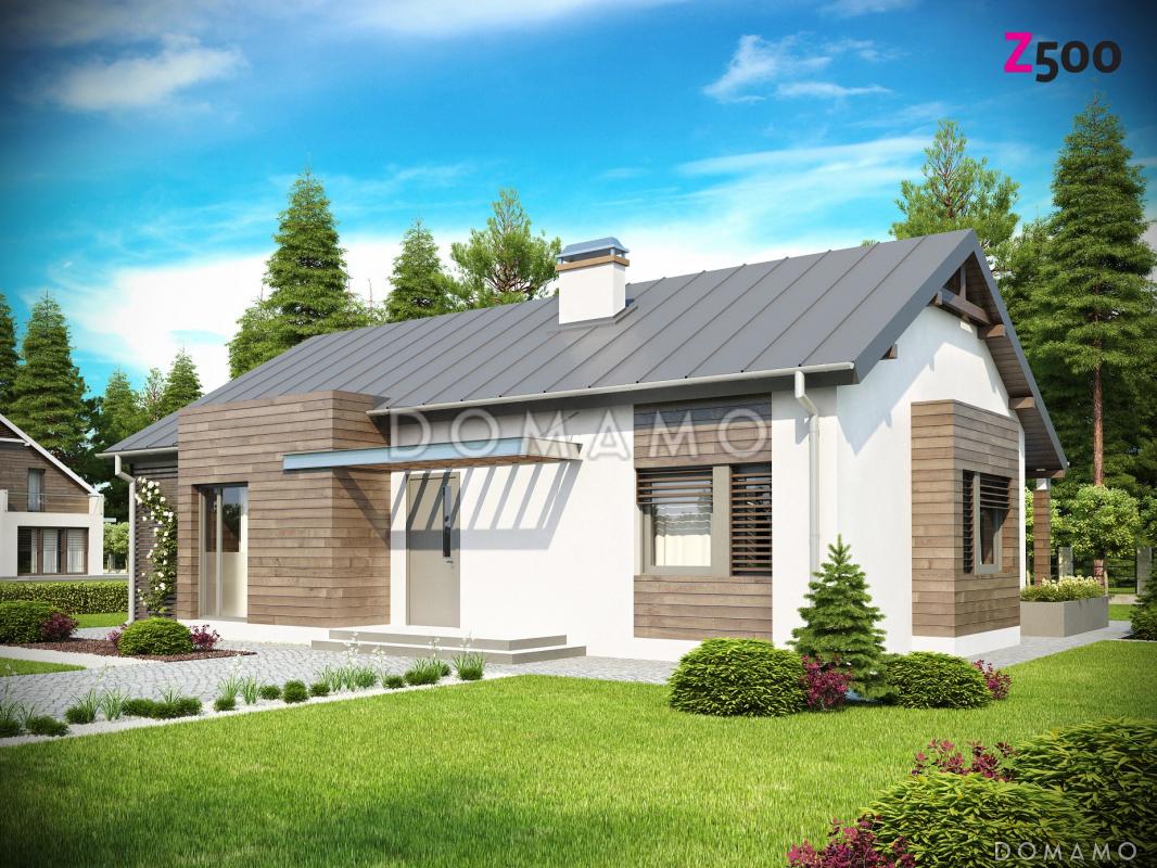 Проект одноэтажного дома из газобетона с современными фасадами и эркерами / 1