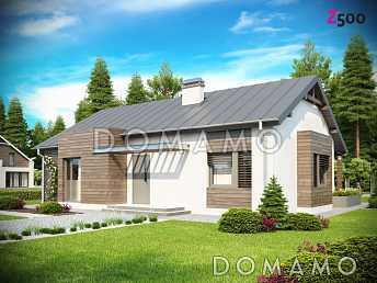 Проект одноэтажного дома из газобетона с современными фасадами и эркерами