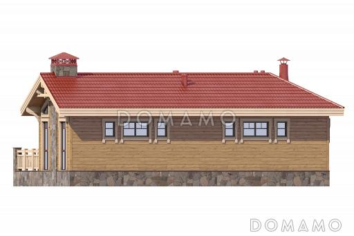 Проект бани с большой террасой, зоной барбекю и гостиной / Фасад 4