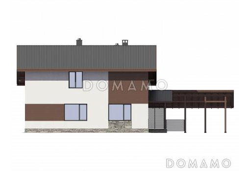 Проект дома из газобетона с круглым окном / Фасад 3