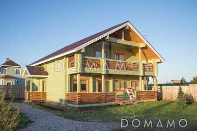 Проект двухэтажного дома из клееного бруса с просторной кухней-столовой Проект двухэтажного дома из клееного бруса с просторной кухней-столовой