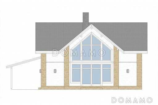 Проект дома из газобетона с навесом для машины / Фасад 1