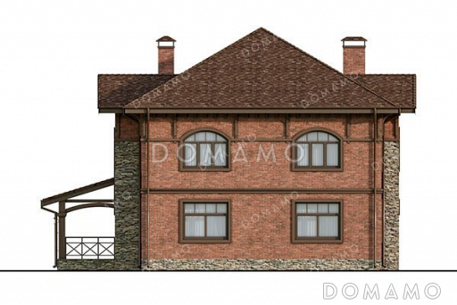 Проект двухэтажного дома с просторной террасой / Фасад 3