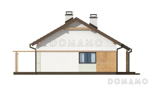 Проект компактного одноэтажного дома из газобетона с двумя спальнями, техническим помещением и изолированной кухней / Фасад 1