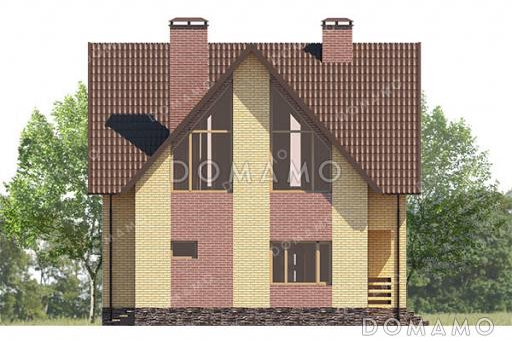 Проект дома с гаражом, четырьмя спальнями, террасой и балконом / Фасад 4