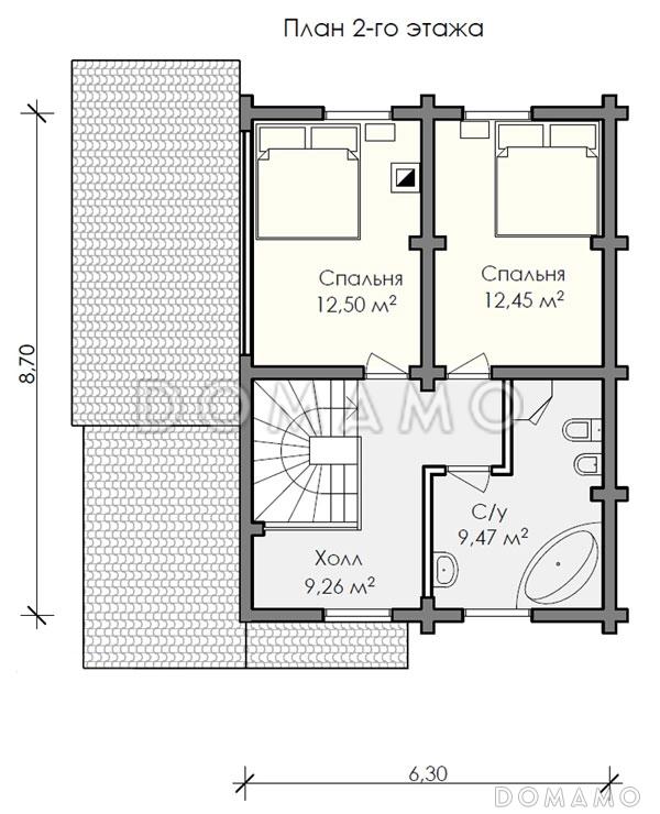 Проект дома с широким и удобным холлом на втором этаже / План мансардного этажа