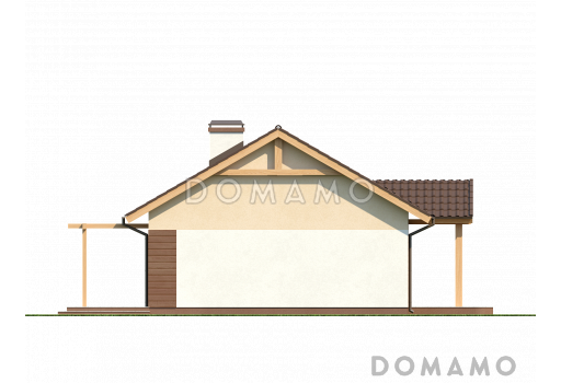 Проект одноэтажного дома из газобетона с тремя спальнями и террасой / Фасад 4
