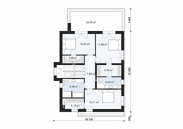 Проект дома в стиле Хай-тек с эксплуатируемой кровлей S-182 / План 2 этажа Проект дома в стиле Хай-тек с эксплуатируемой кровлей S-182 / План 2 этажа