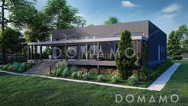 Проект одноэтажного дома с большой террасой Проект одноэтажного дома с большой террасой