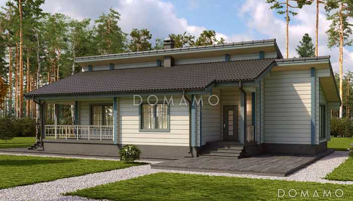 Проект дома из клееного бруса с верандой Проект дома из клееного бруса с верандой