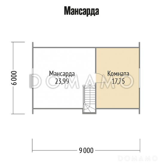 Проект каркасного дома с туалетом / План мансардного этажа Проект каркасного дома с туалетом / План мансардного этажа