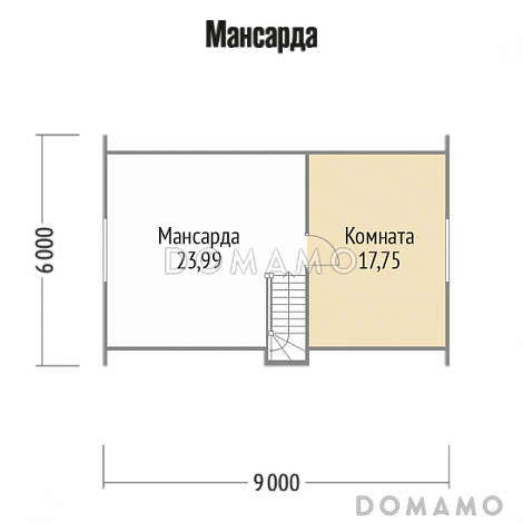 Проект каркасного дома с туалетом / План мансардного этажа