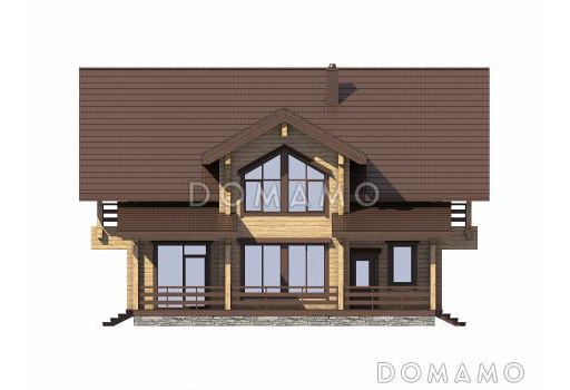 Проект дома из бруса с гостевым блоком / Фасад 1