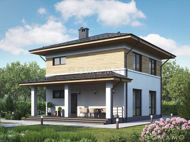 Проект загородного дома с комнатой на первом этаже, санузлом под лестницей, террасой Проект загородного дома с комнатой на первом этаже, санузлом под лестницей, террасой