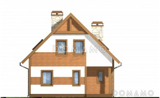 Проект простого одноэтажного мансардного дома из кирпича с тремя спальнями / Фасад 1