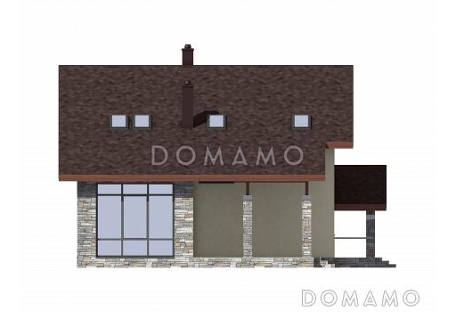 Проект дома из газобетона с большим навесом для авто / Фасад 2