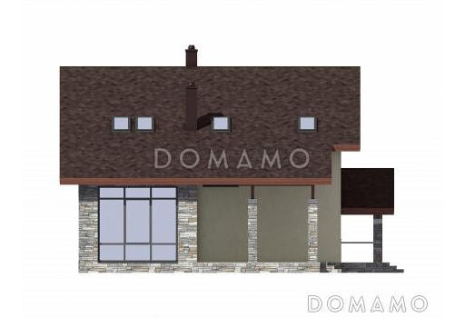 Проект дома из газобетона с большим навесом для авто / Фасад 2