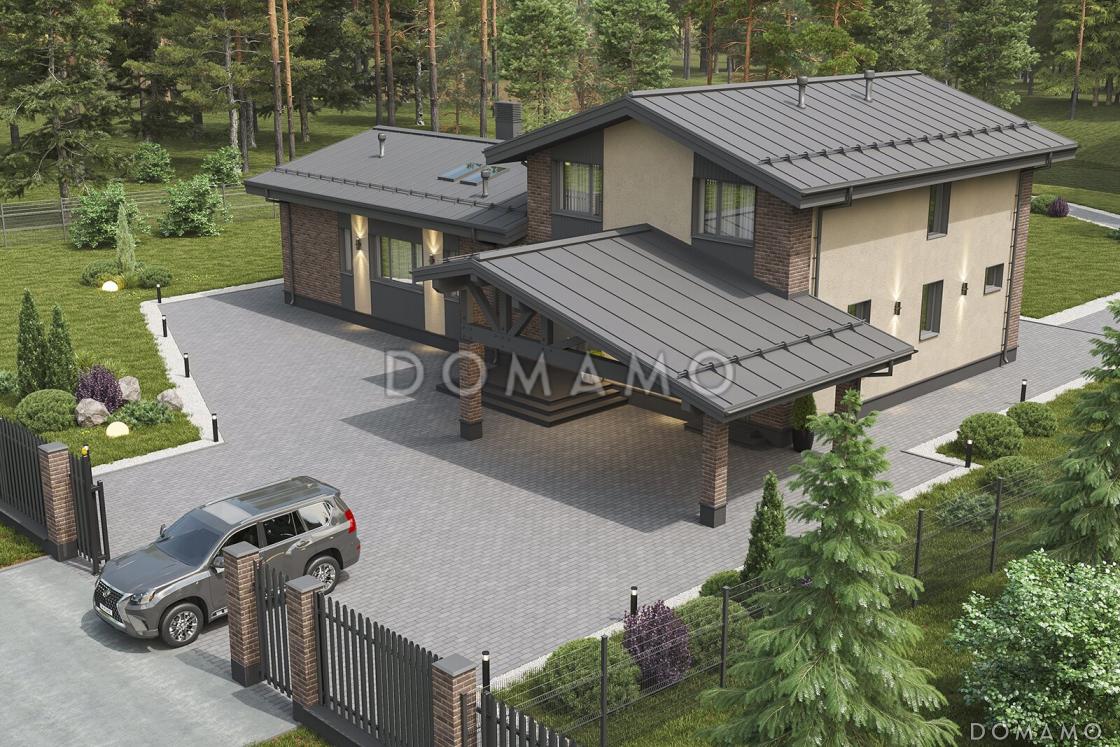 Проект мансардного дома из газобетона с террасой барбекю, автонавесом и сауной / 6